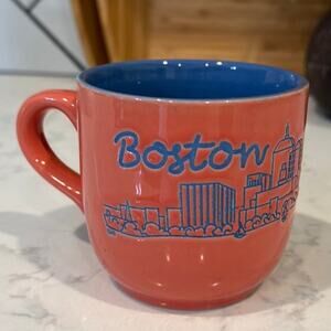 Boston orange blue city scape glass mug coffee tea hot cocoa